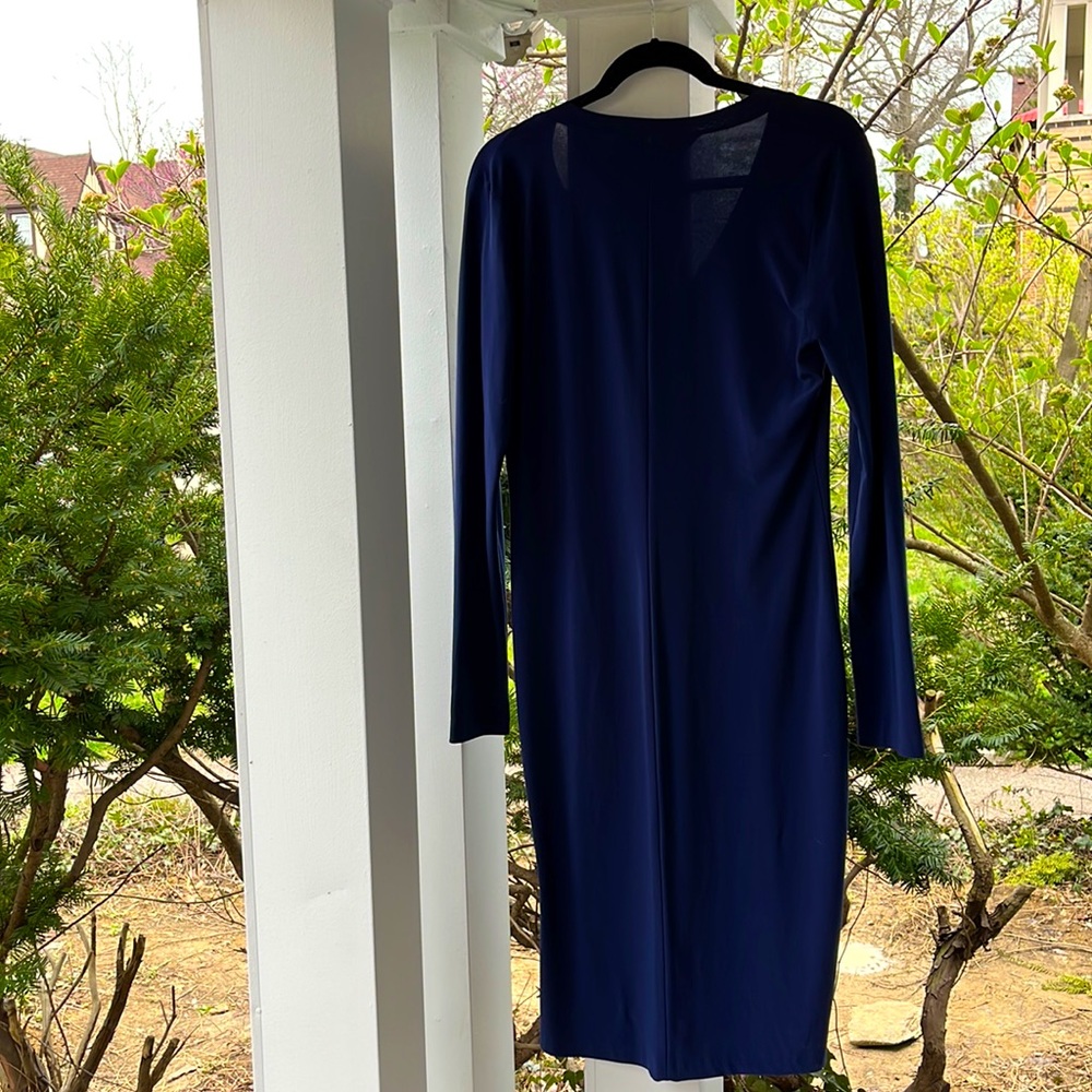 NORMA KAMALI | Dress V-Neck Long Sleeve Navy